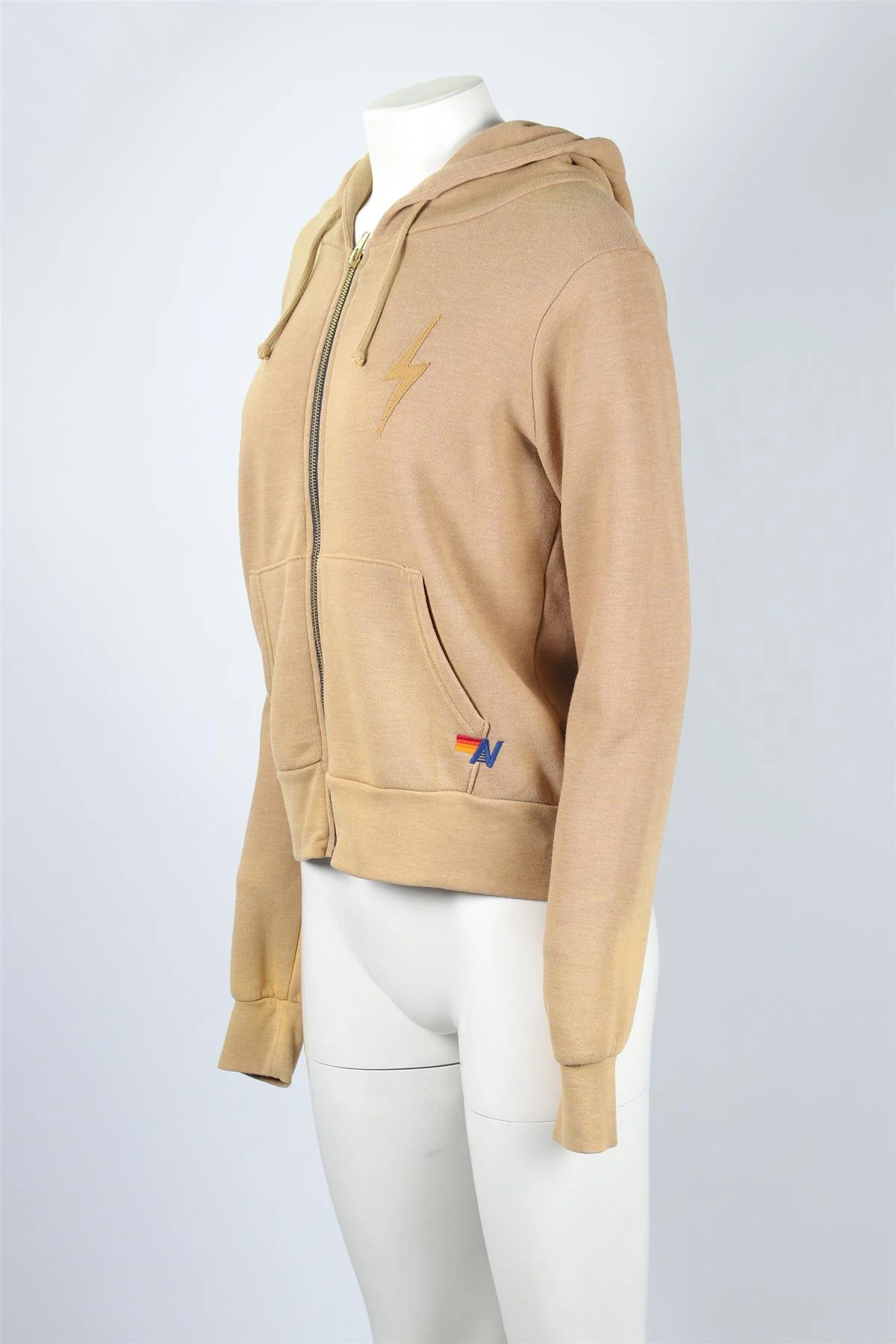 AVIATOR NATION TAN COTTON HOODIE XSMALL - Image 3