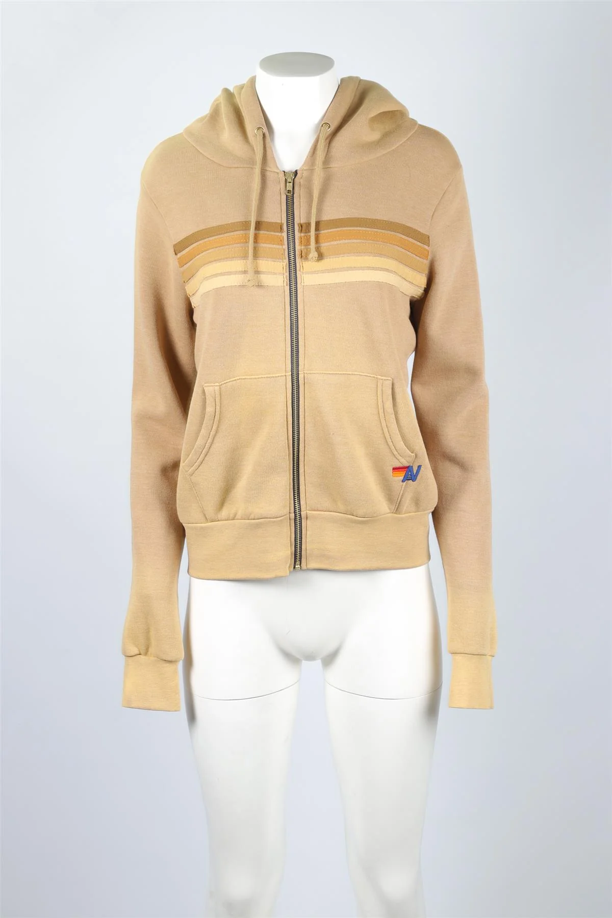AVIATOR NATION TAN COTTON HOODIE XSMALL - Image 2