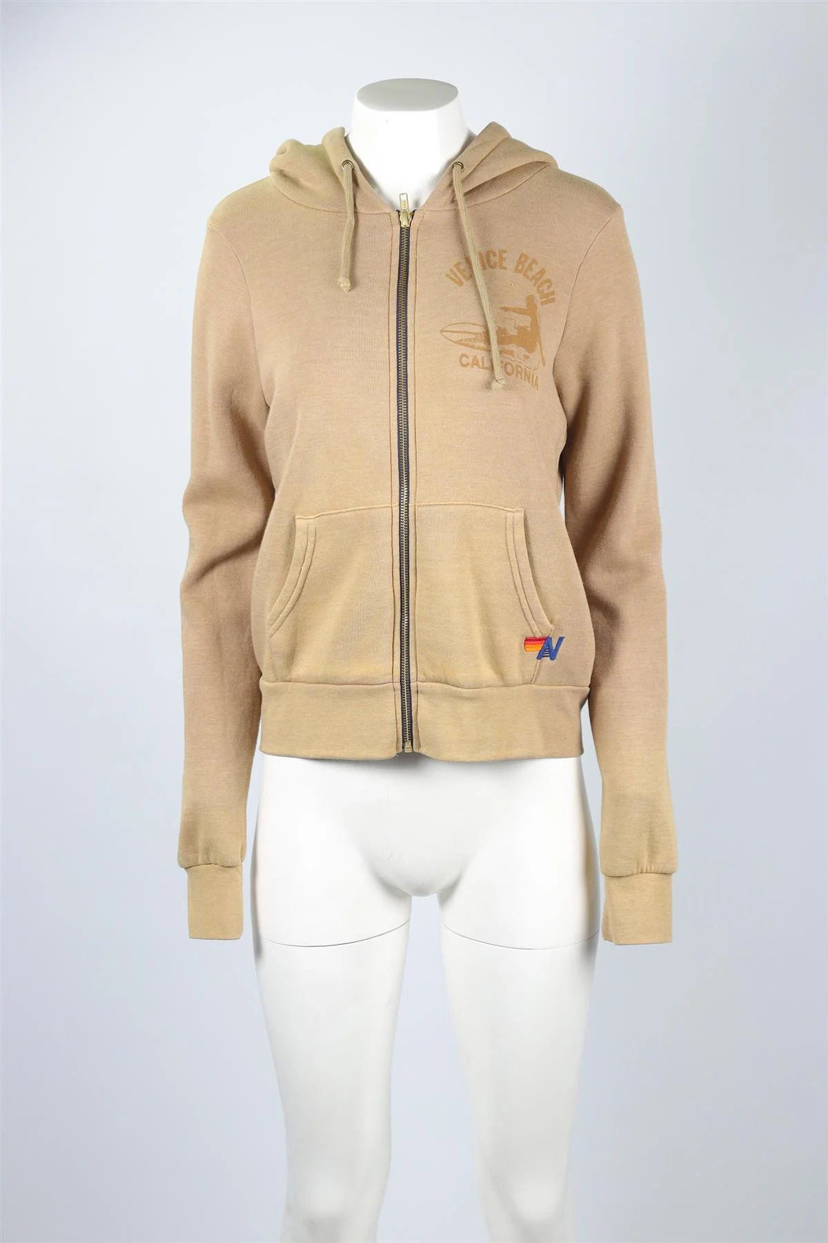 AVIATOR NATION TAN COTTON HOODIE XSMALL - Image 2