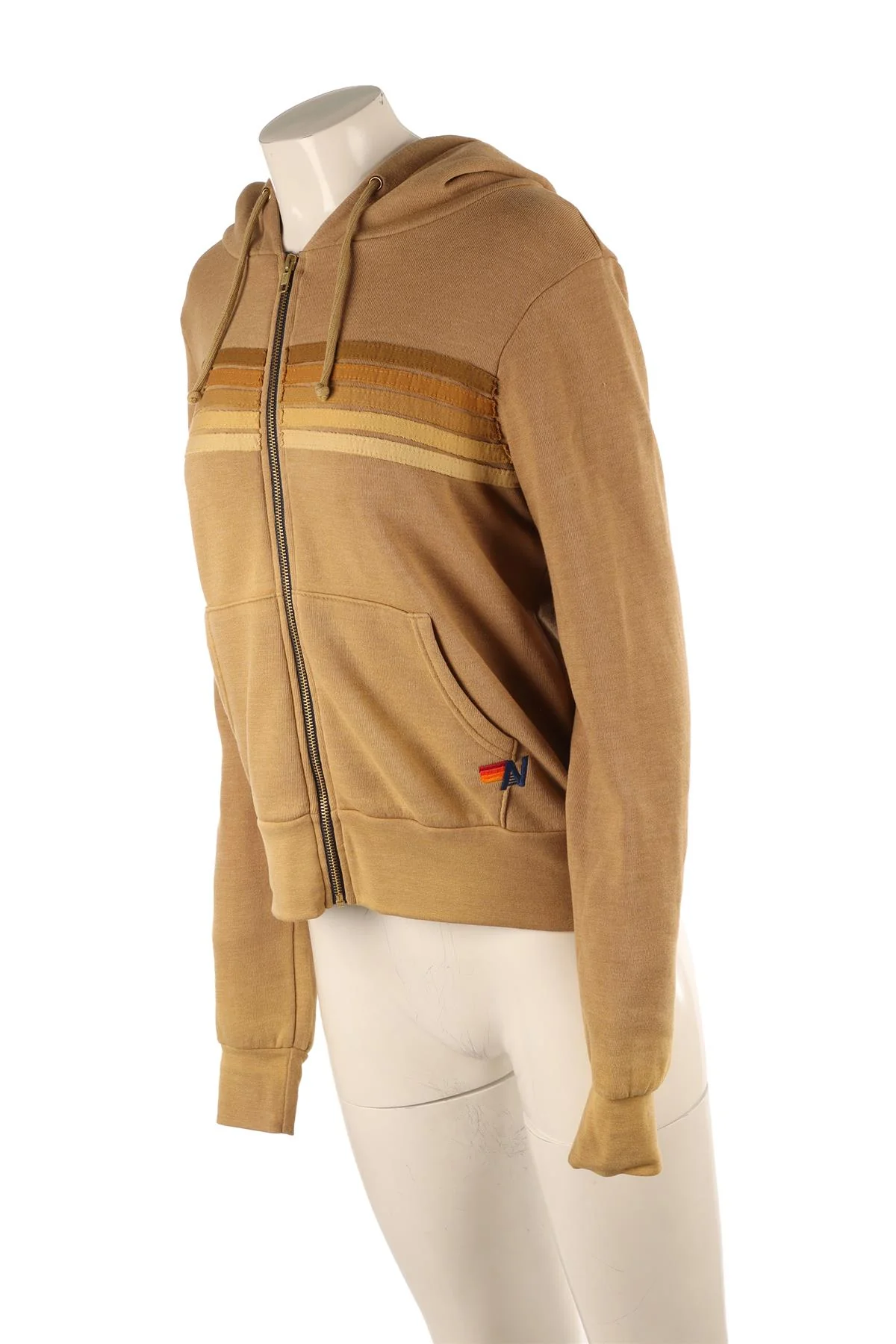 AVIATOR NATION TAN COTTON HOODIE XSMALL - Image 3