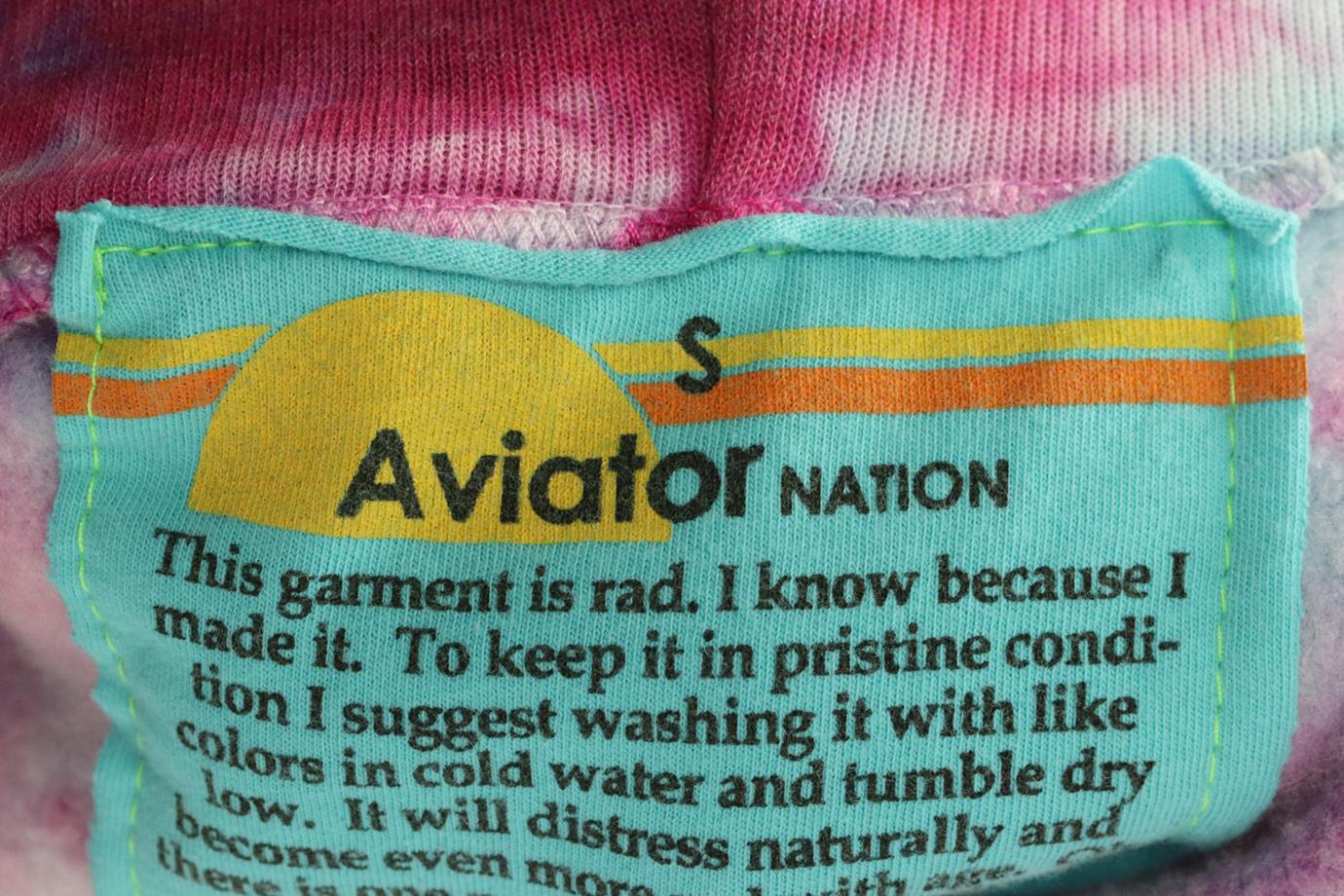 AVIATOR NATION TIE DYED COTTON JERSEY HOODIE SMALL - Image 5