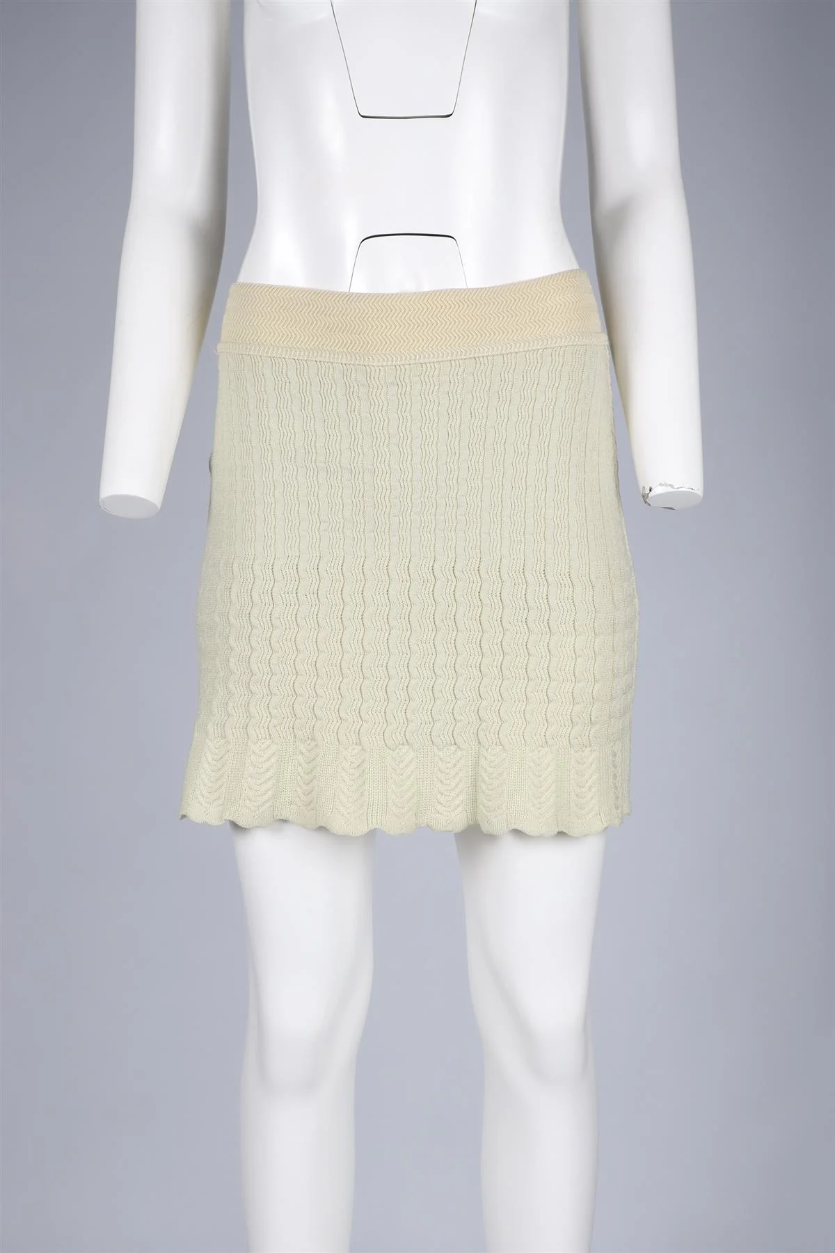 AZZEDINE ALAÏA GREEN 1990 WOOL BLEND MINI SKIRT XSMALL - Image 2