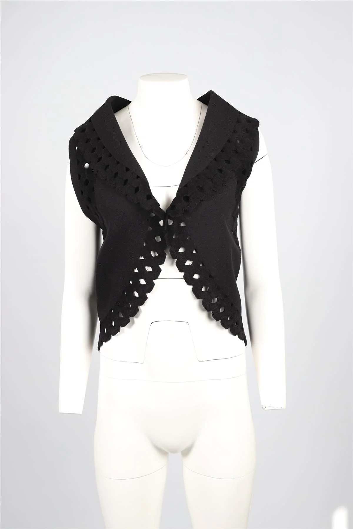 AZZEDINE ALAÏA BLACK WOOL BLEND GILET FR 36 UK 8 - Image 2