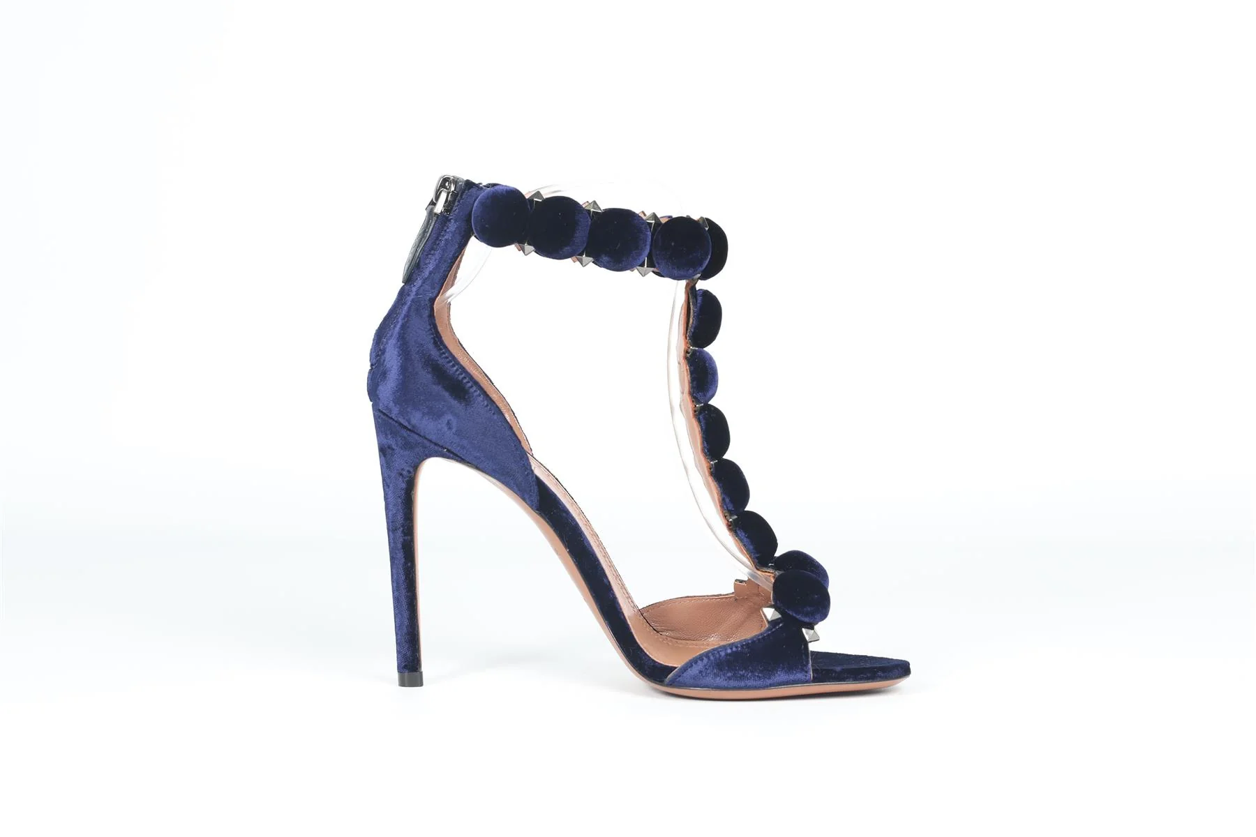 AZZEDINE ALAÏA BLUE BOMBE VELVET SANDALS EU 38.5 UK 5.5 US 8.5 - Image 2