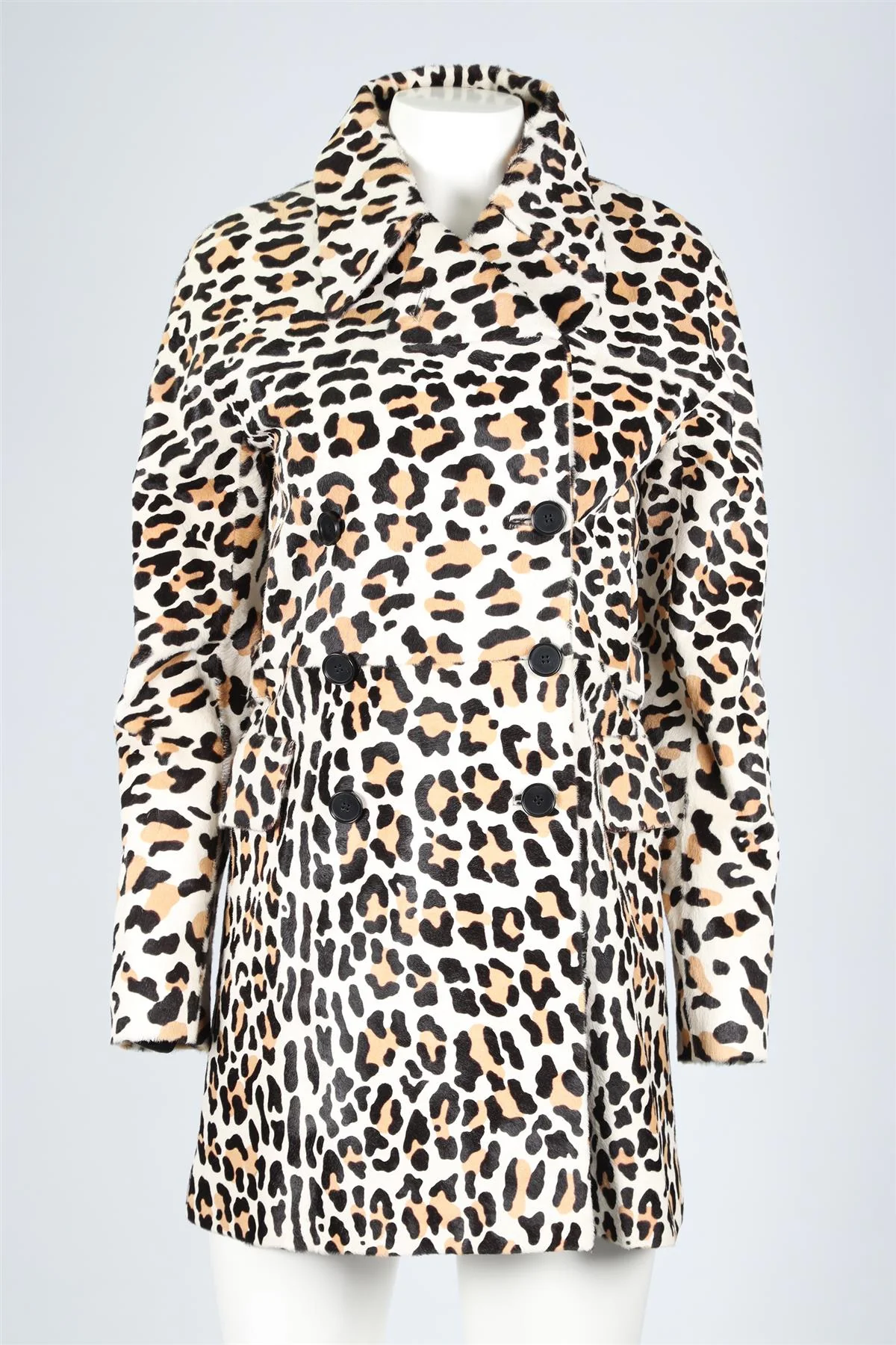 AZZEDINE ALAÏA CREAM, TAN AND BLACK 2010 CALF HAIR COAT SMALL - Image 2