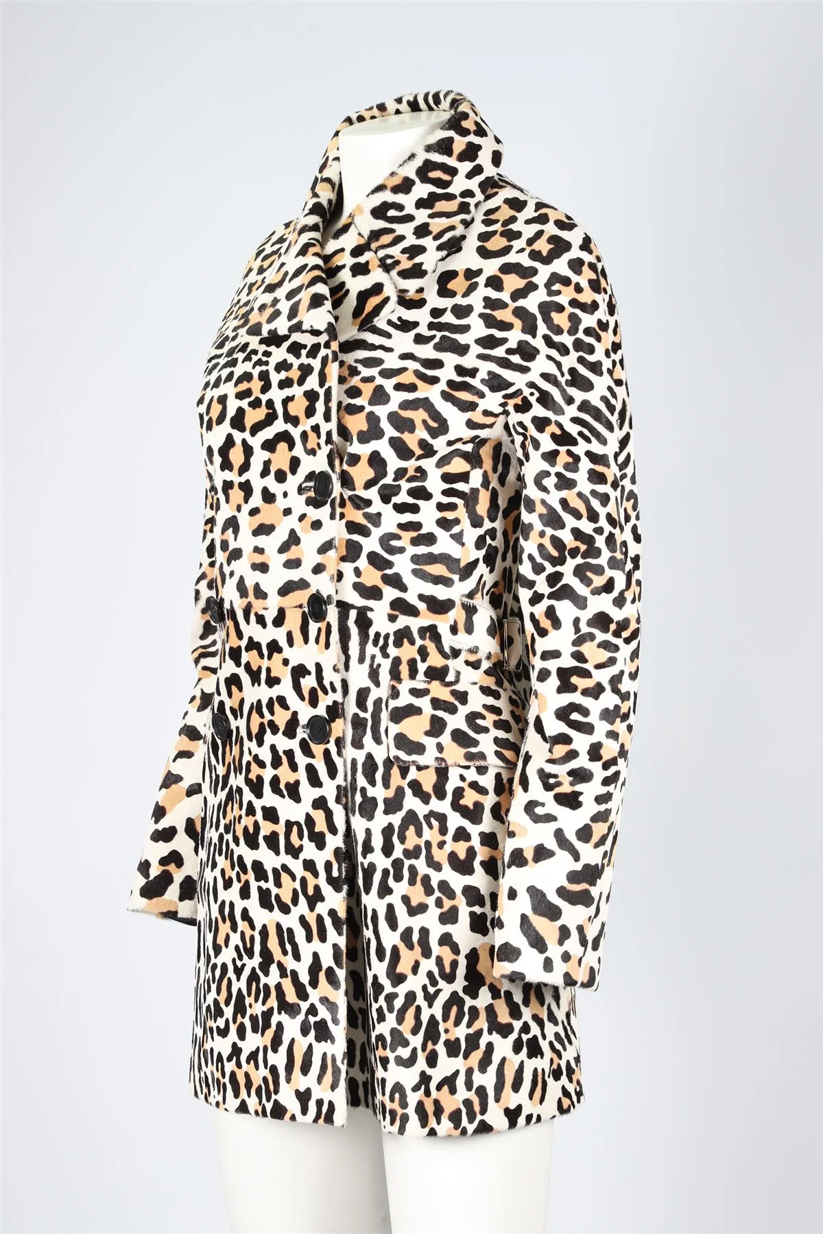 AZZEDINE ALAÏA CREAM, TAN AND BLACK 2010 CALF HAIR COAT SMALL - Image 3