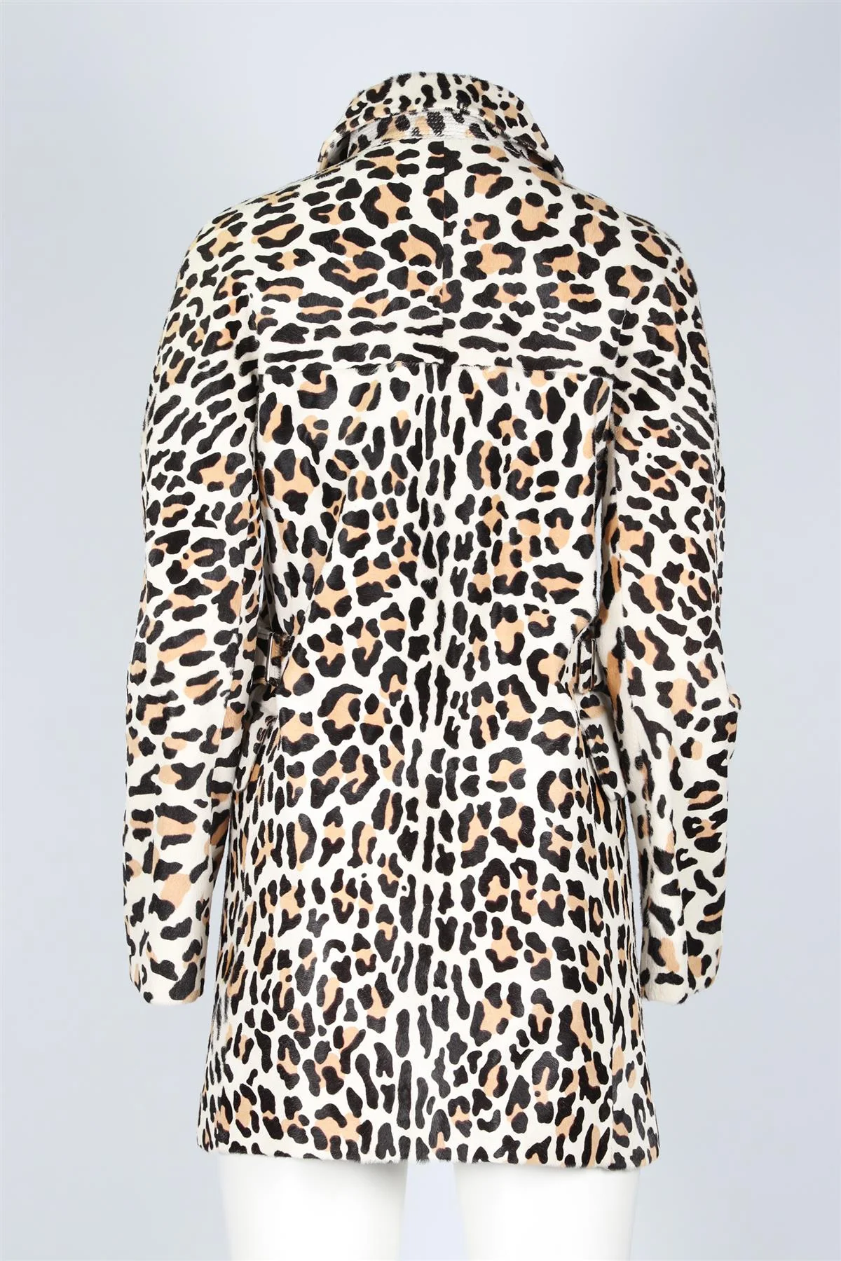 AZZEDINE ALAÏA CREAM, TAN AND BLACK 2010 CALF HAIR COAT SMALL - Image 4