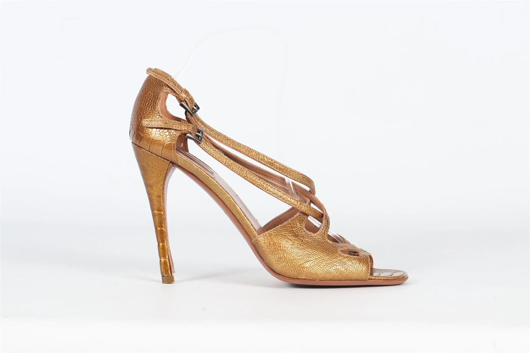 AZZEDINE ALAÏA CROC EFFECT LEATHER SANDALS EU 38.5 UK 5.5 US 8.5 - Image 2