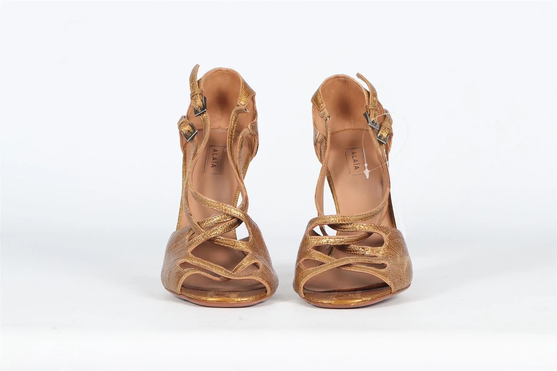 AZZEDINE ALAÏA CROC EFFECT LEATHER SANDALS EU 38.5 UK 5.5 US 8.5 - Image 3