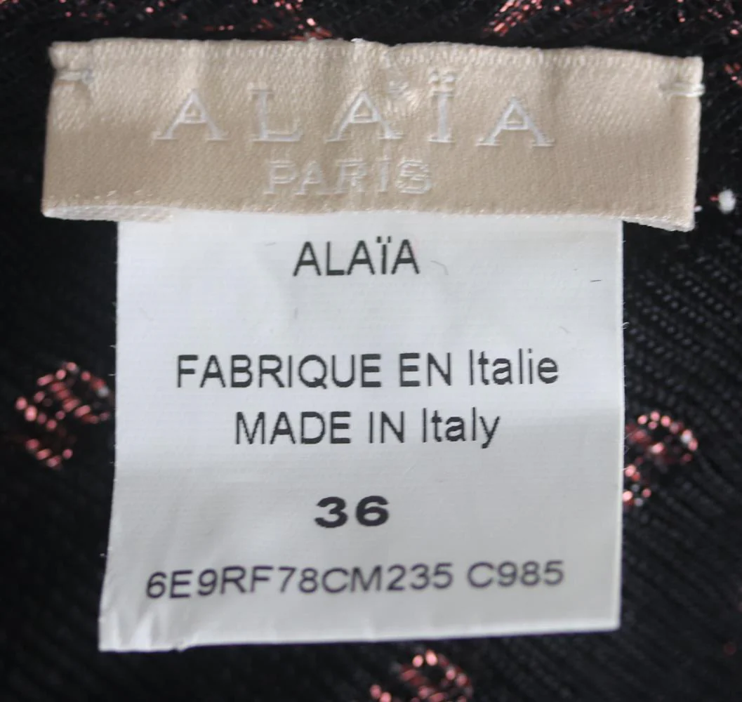 AZZEDINE ALAÏA METALLIC JACQUARD KNIT MINI DRESS FR 36 UK 8 - Image 5