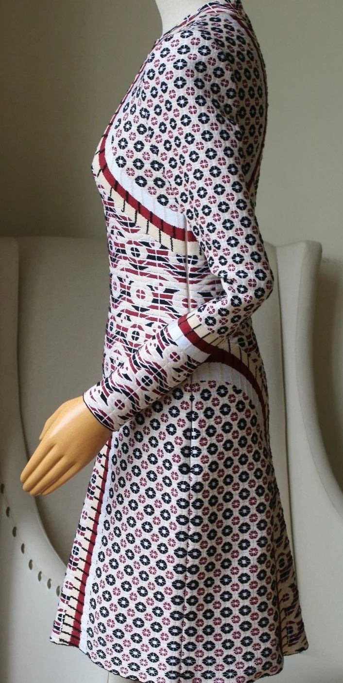 AZZEDINE ALAIA PATTERNED LONG-SLEEVE BODYCON DRESS FR 38 UK 10 - Image 5