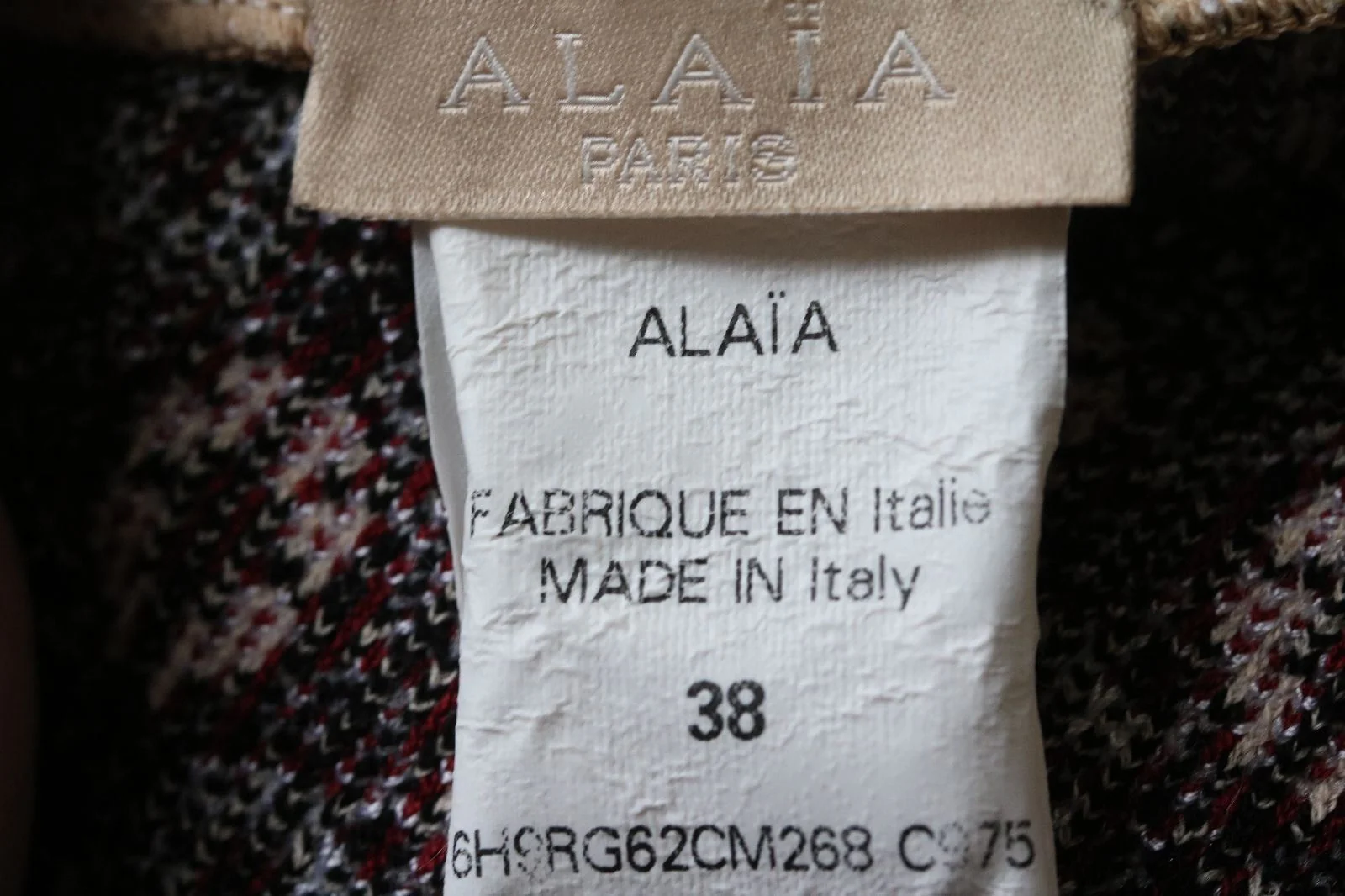 AZZEDINE ALAIA PATTERNED LONG-SLEEVE BODYCON DRESS FR 38 UK 10 - Image 6