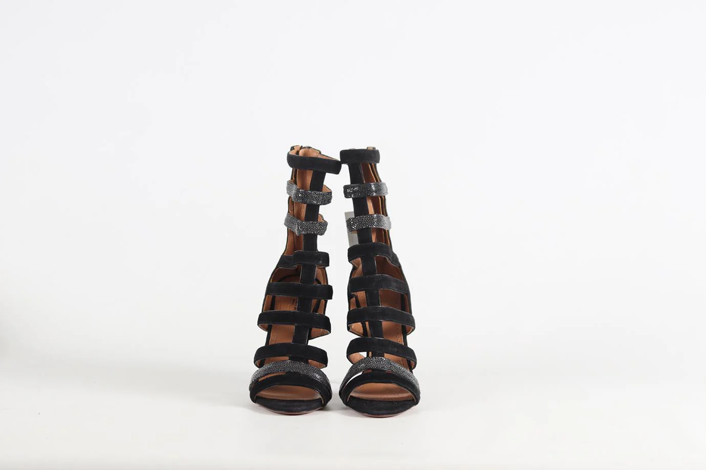 AZZEDINE ALAÏA SHAGREEN AND SUEDE SANDALS EU 37 UK 4 US 7 - Image 3