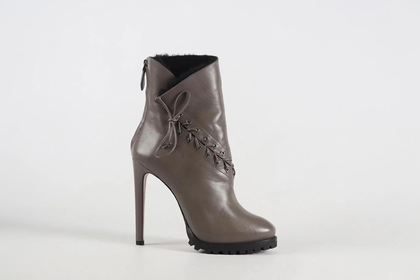 AZZEDINE ALAÏA SHEARLING AND LEATHER ANKLE BOOTS EU 37.5 UK 4.5 US 7.5 - Image 2