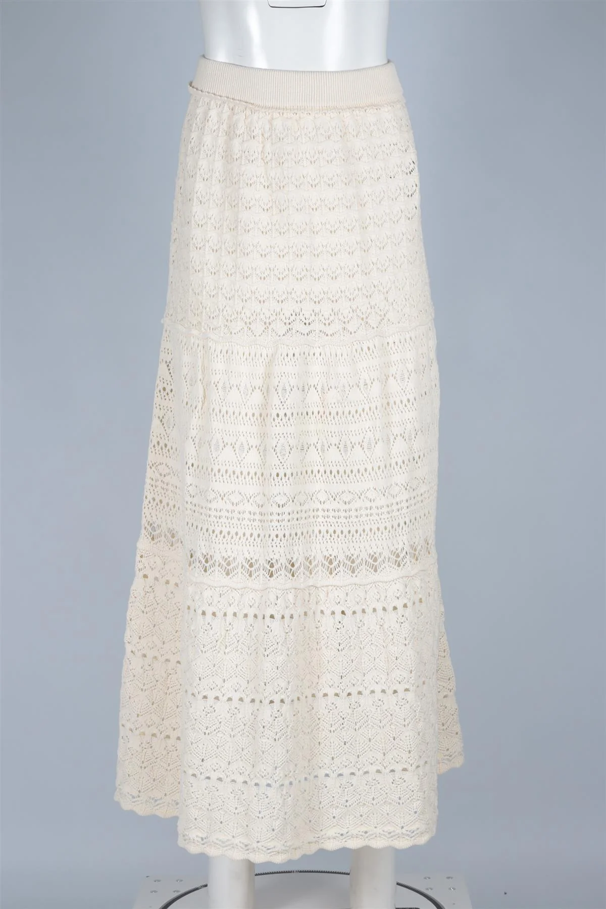 BA&SH CREAM COTTON MAXI SKIRT UK 10 - Image 2