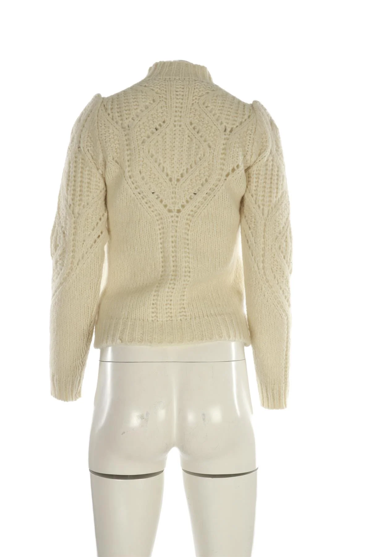 BA&SH CREAM WOOL AND ALPACA BLEND CABLE KNIT SWEATER US 0 UK 4 - Image 4