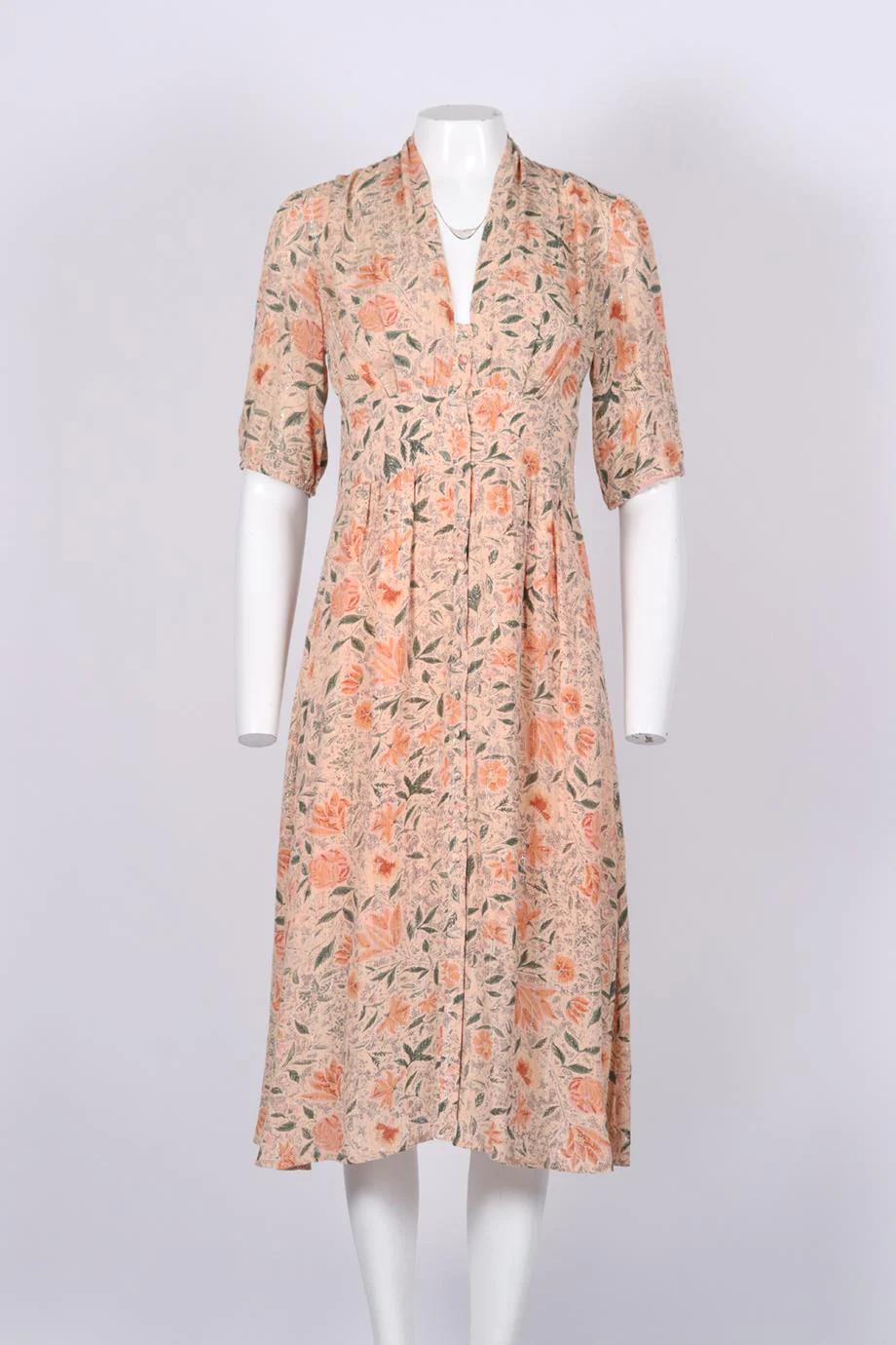 BA&SH FLORAL PRINT CREPE MIDI DRESS UK 12 - Image 2