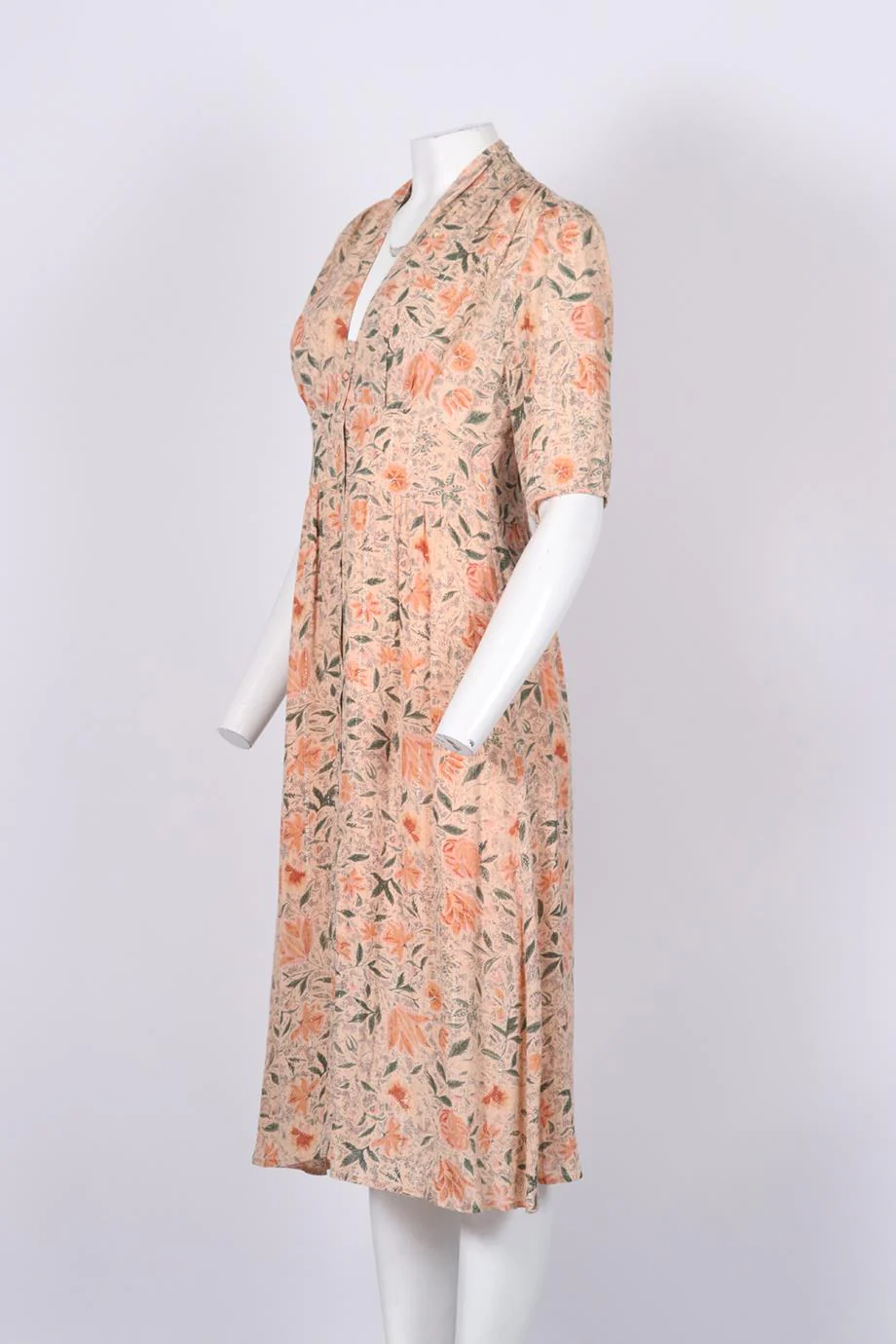 BA&SH FLORAL PRINT CREPE MIDI DRESS UK 12 - Image 3