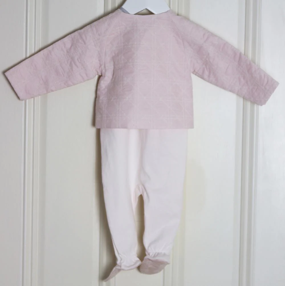 BABY DIOR BABY GIRLS COTTON VOILE BABYGROW 6 MONTHS - Image 3