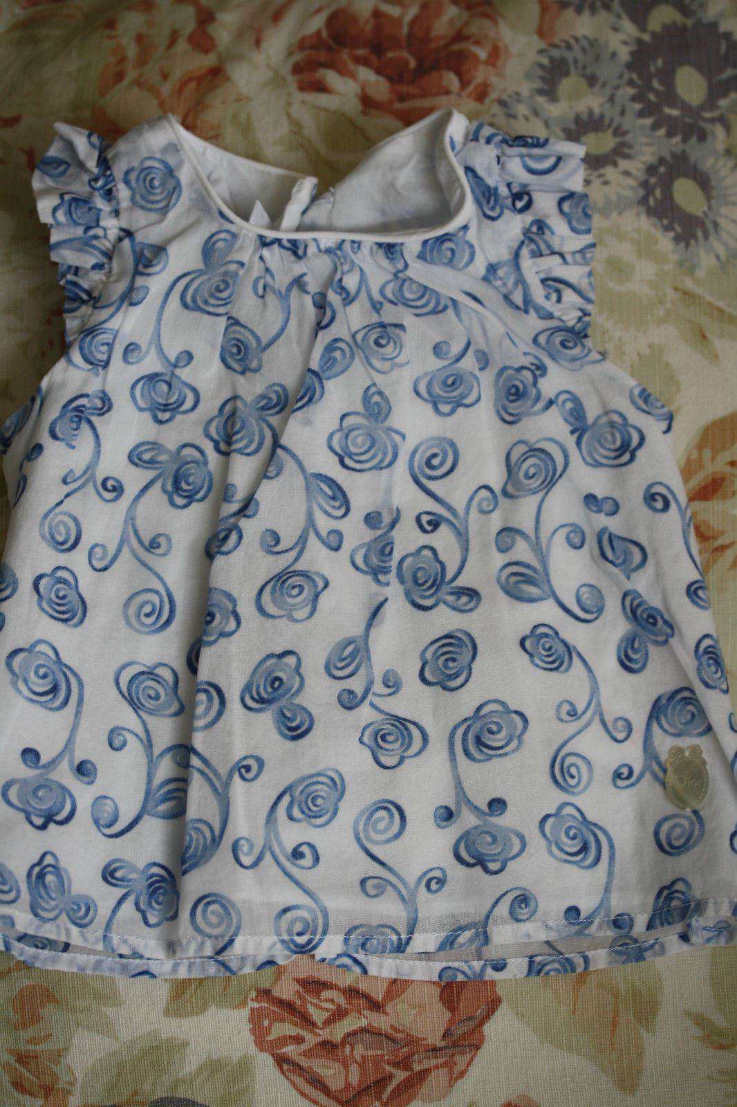 BABY DIOR BLUE CHINA FLORAL BLOUSE 3 MONTHS - Image 4