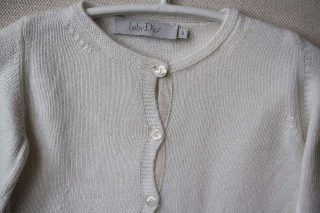 BABY DIOR IVORY WHITE KNIT CARDIGAN 3 MONTHS - Image 2