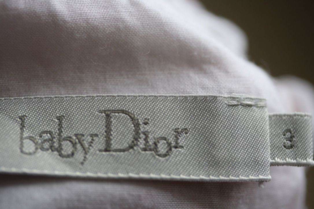 BABY DIOR PINK FLOWER WHITE COTTON DRESS 3 MONTHS - Image 5