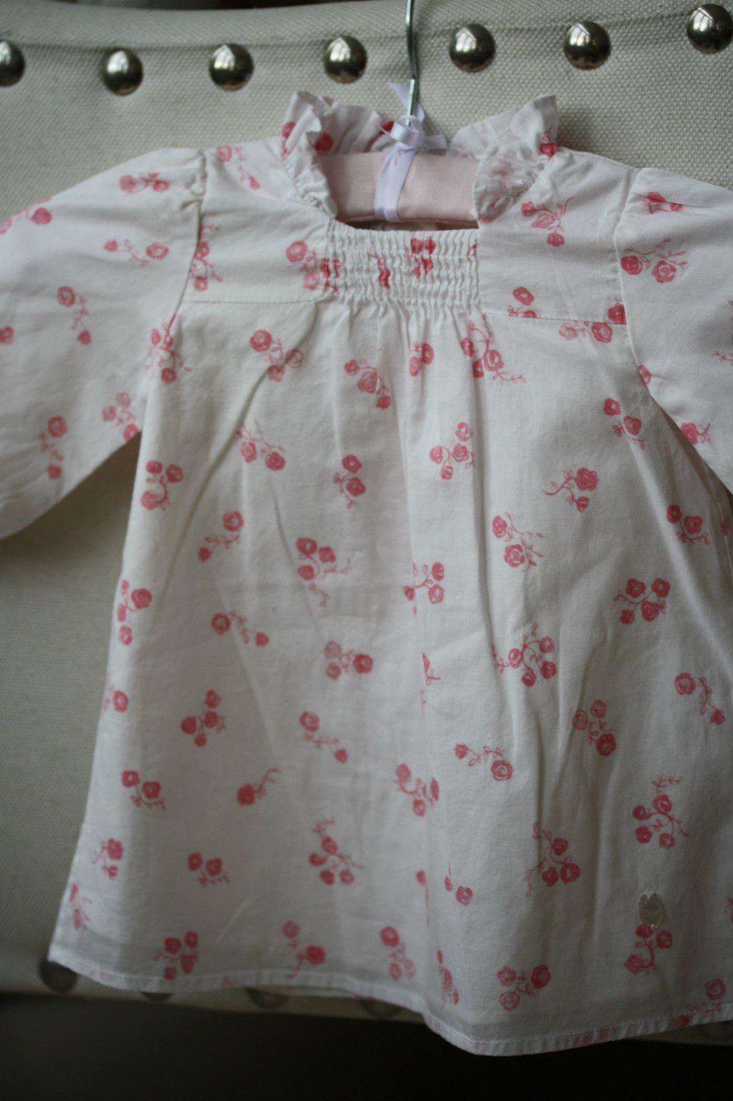 BABY DIOR PINK FLOWER WHITE COTTON DRESS 6 MONTHS - Image 6