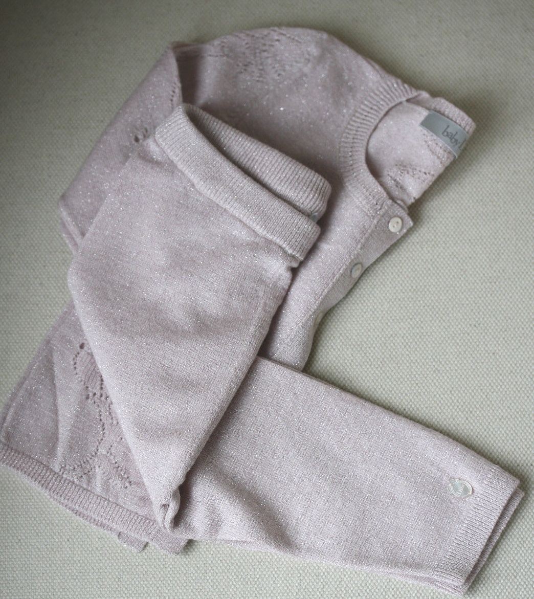 BABY DIOR PINK SPARKLE CARDIGAN AND BOTTOMS 6 MONTHS - Image 4