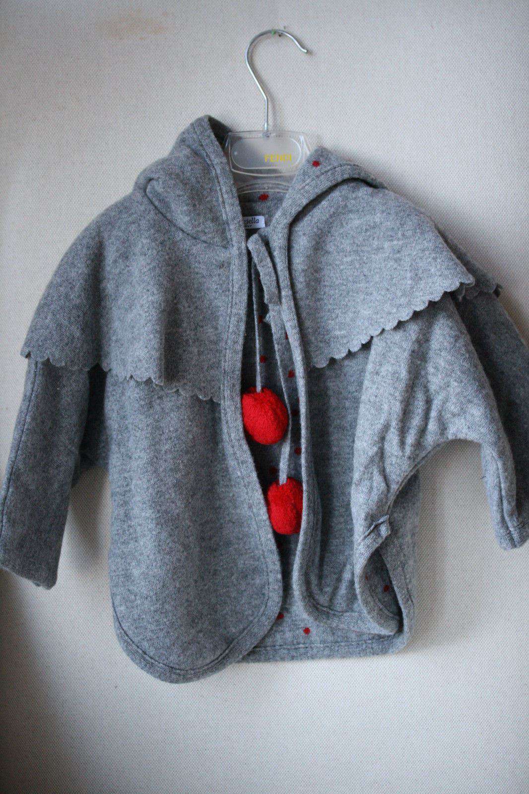 BABY GRAZIELLA GREY MERINO WOOL PONCHO COAT 2 YEARS - Image 2