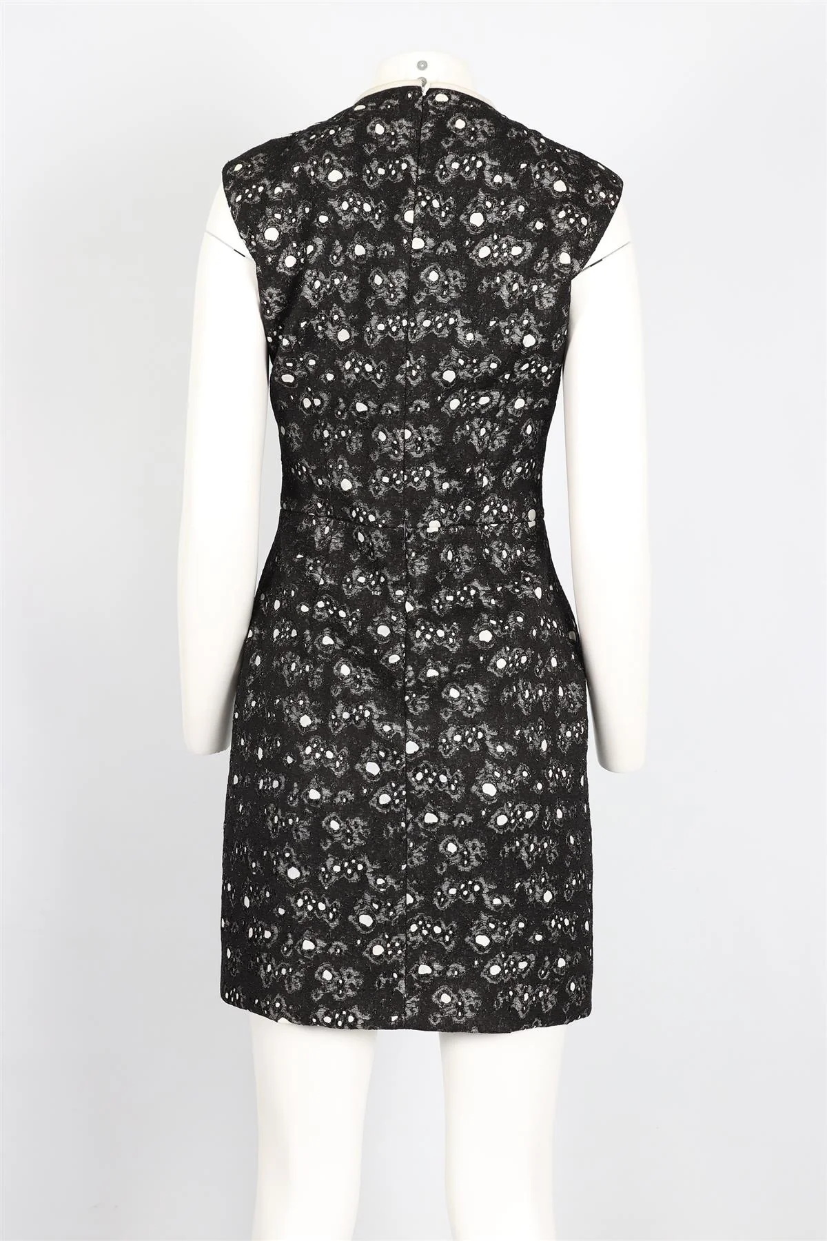 BALENCIAGA BLACK AND WHITE COTTON BLEND MINI DRESS FR 38 UK 10 - Image 4