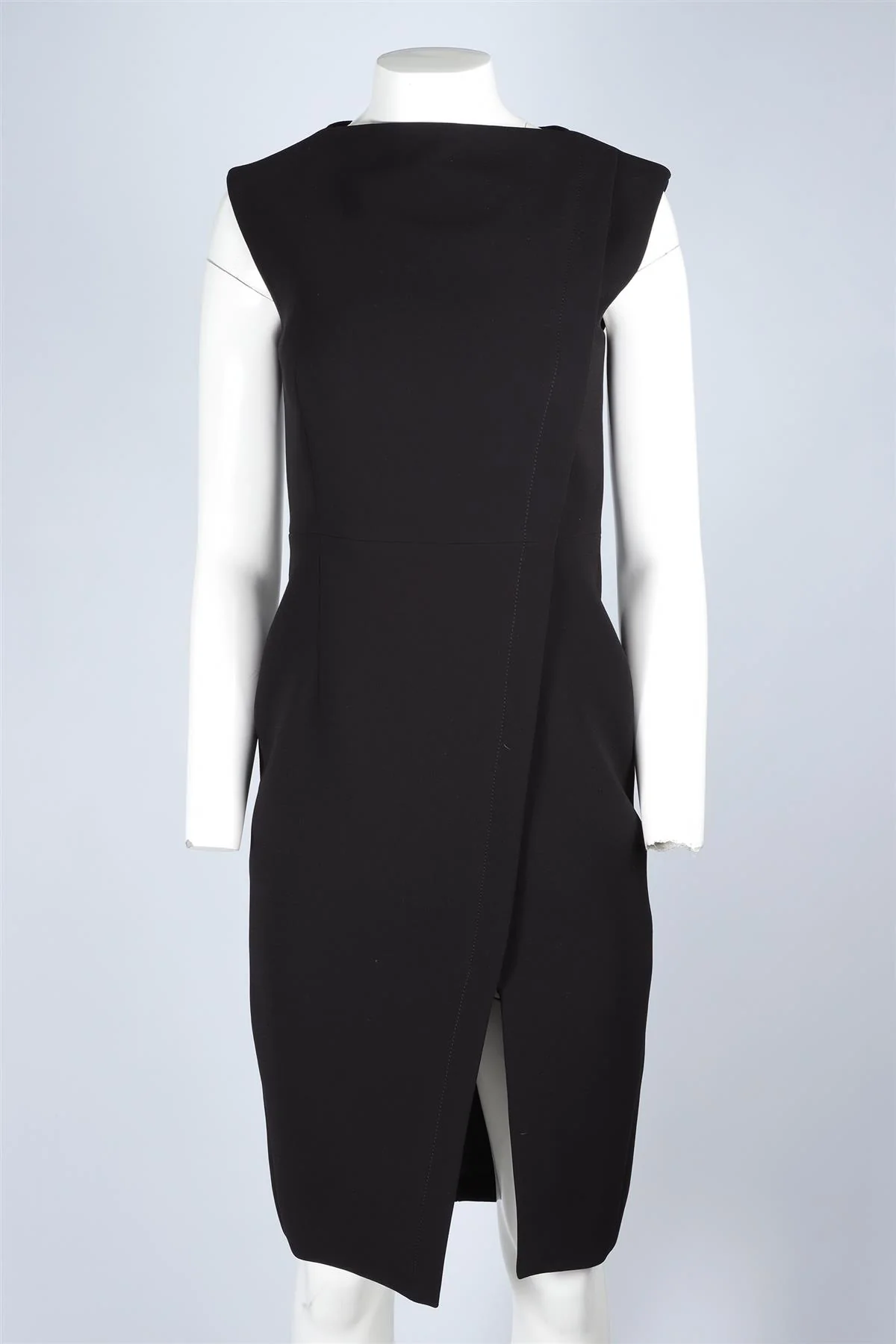 BALENCIAGA BLACK CREPE MIDI DRESS FR 36 UK 8 - Image 2