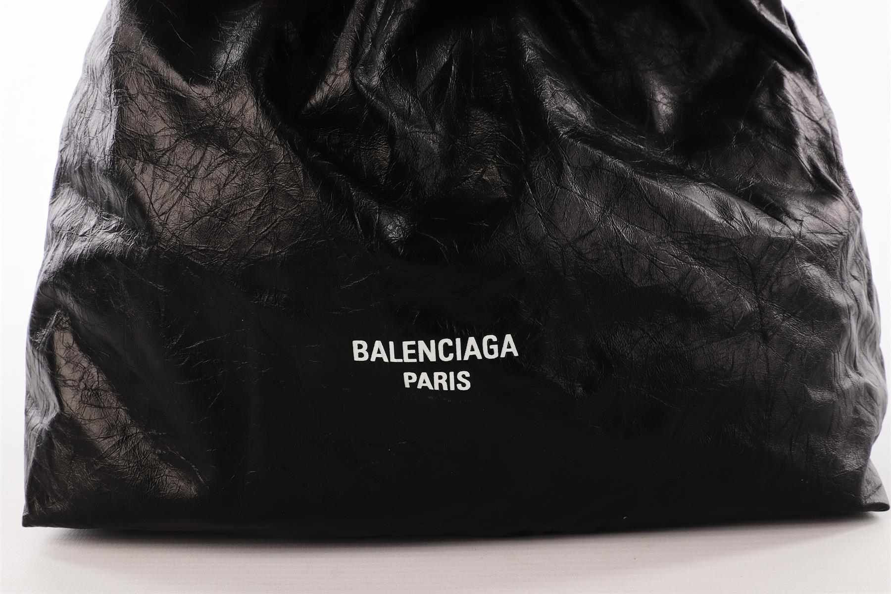 BALENCIAGA BLACK CRUSH SMALL LEATHER TOTE BAG - Image 10