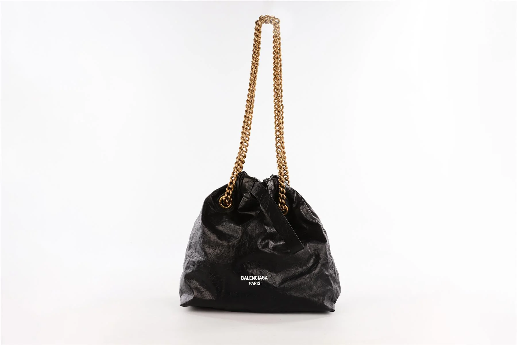 BALENCIAGA BLACK CRUSH SMALL LEATHER TOTE BAG - Image 3