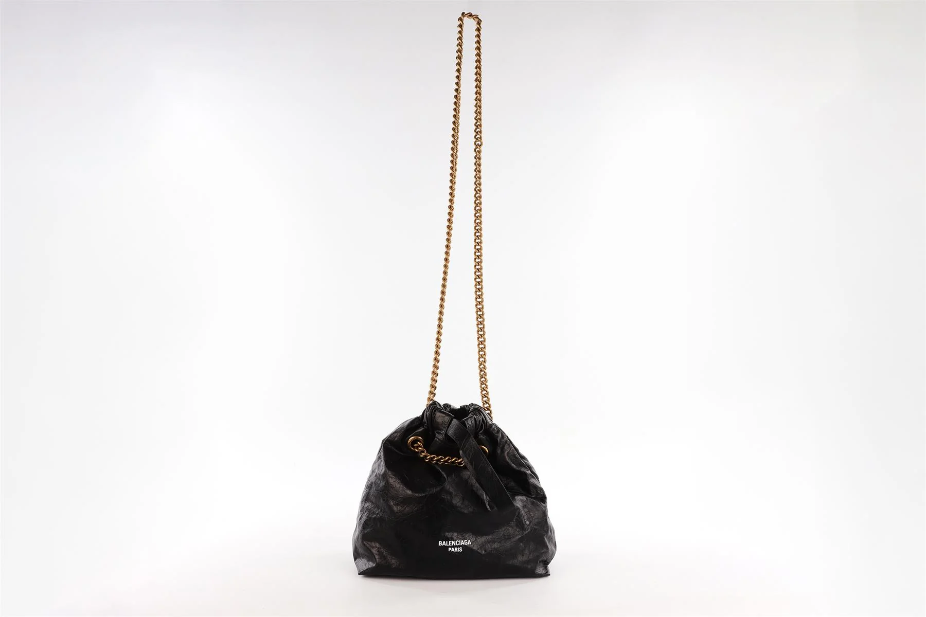 BALENCIAGA BLACK CRUSH SMALL LEATHER TOTE BAG - Image 4