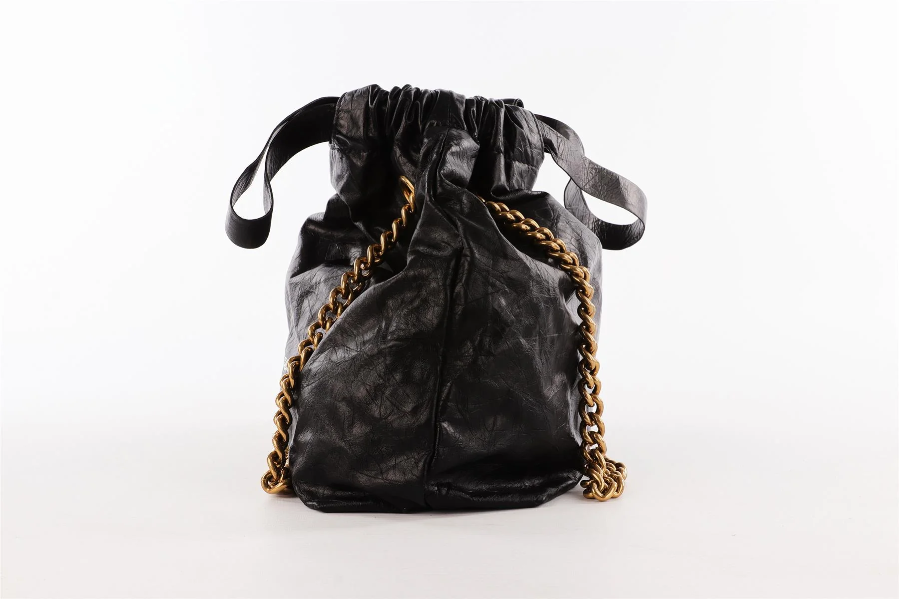 BALENCIAGA BLACK CRUSH SMALL LEATHER TOTE BAG - Image 7