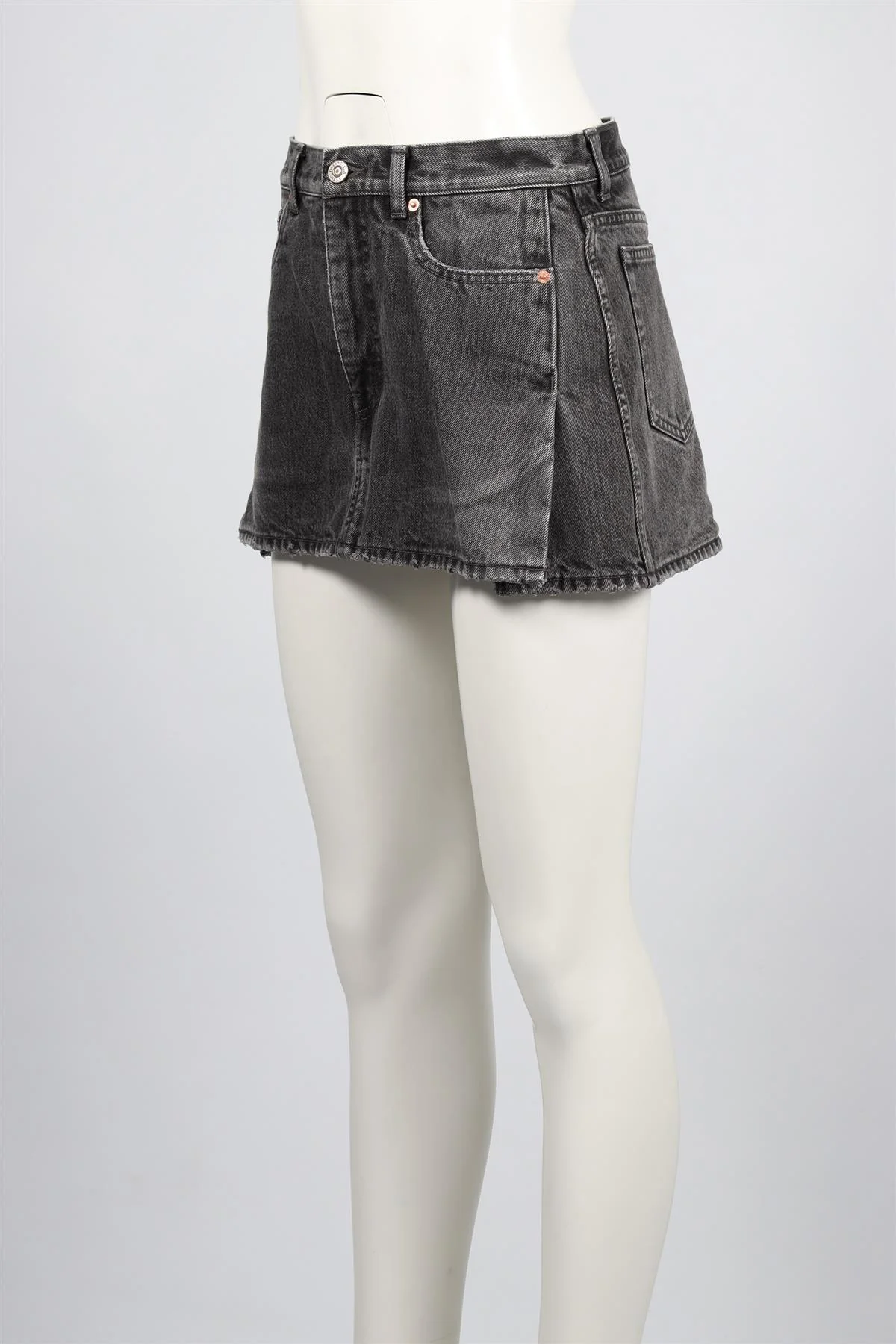 BALENCIAGA BLACK DENIM MINI SKIRT FR 38 UK 10 - Image 3