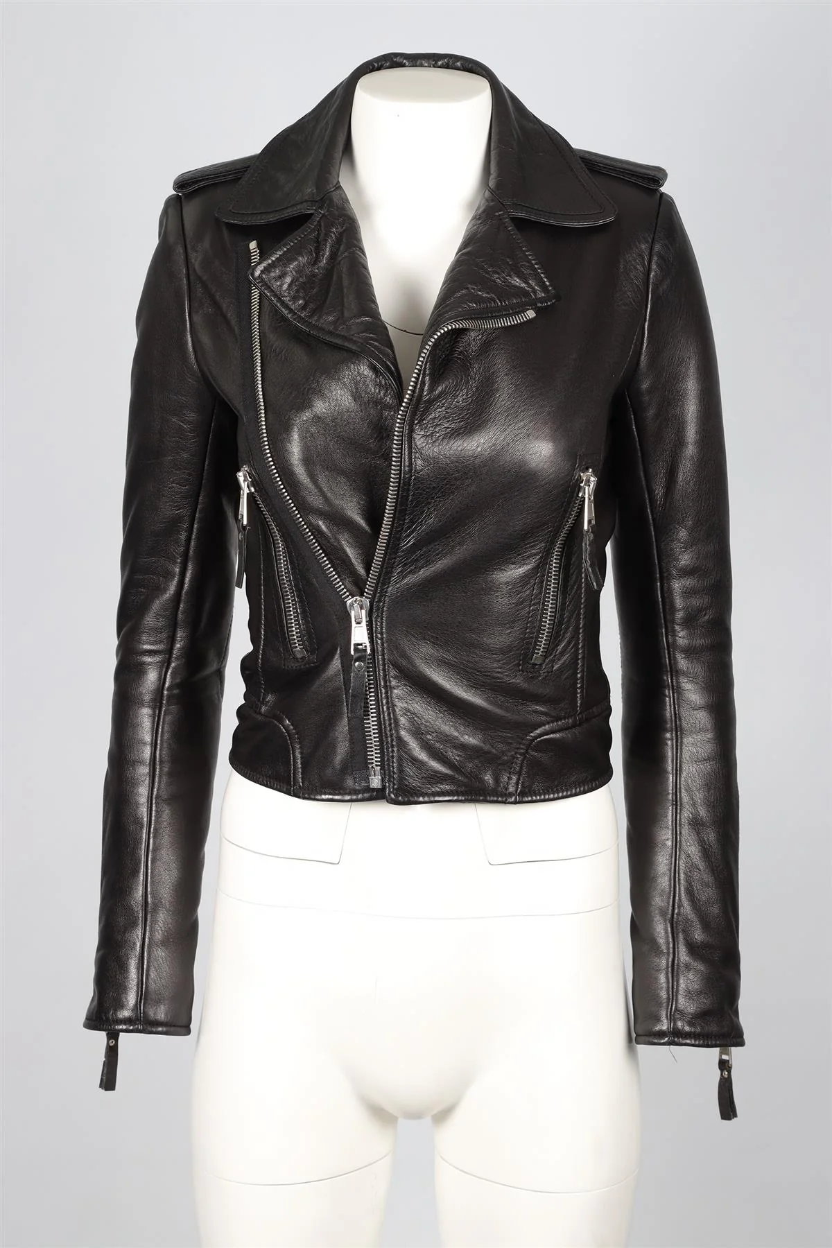 BALENCIAGA BLACK LEATHER JACKET FR 36 UK 8 - Image 2