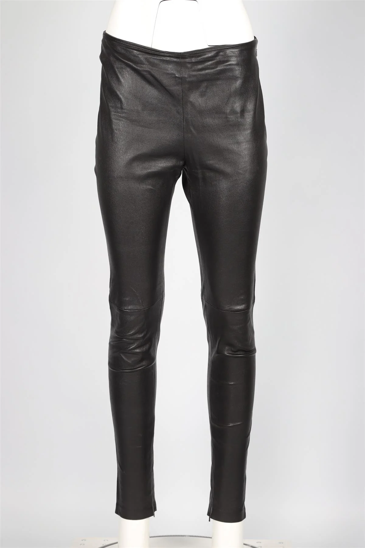 BALENCIAGA BLACK LEATHER SKINNY PANTS FR 42 UK 14 - Image 2