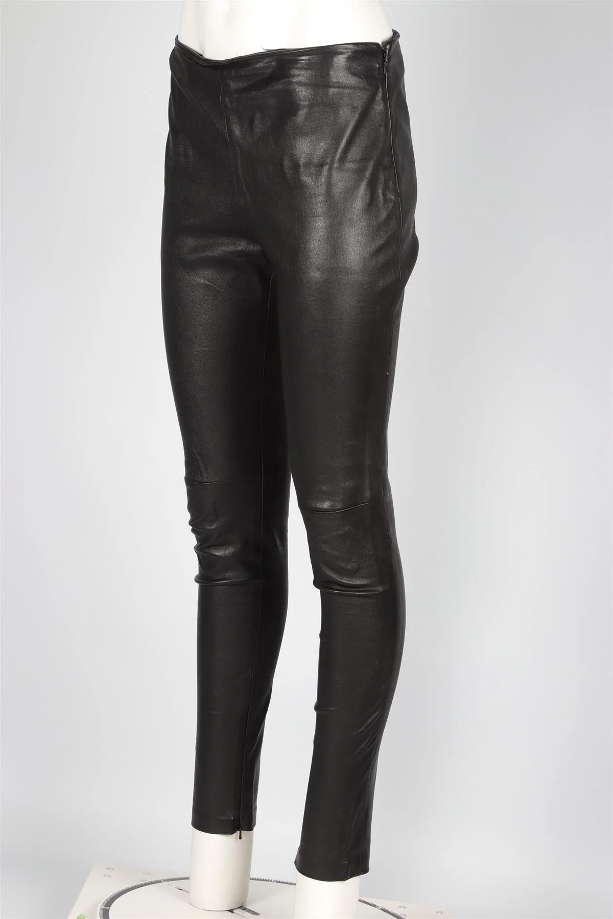 BALENCIAGA BLACK LEATHER SKINNY PANTS FR 42 UK 14 - Image 3