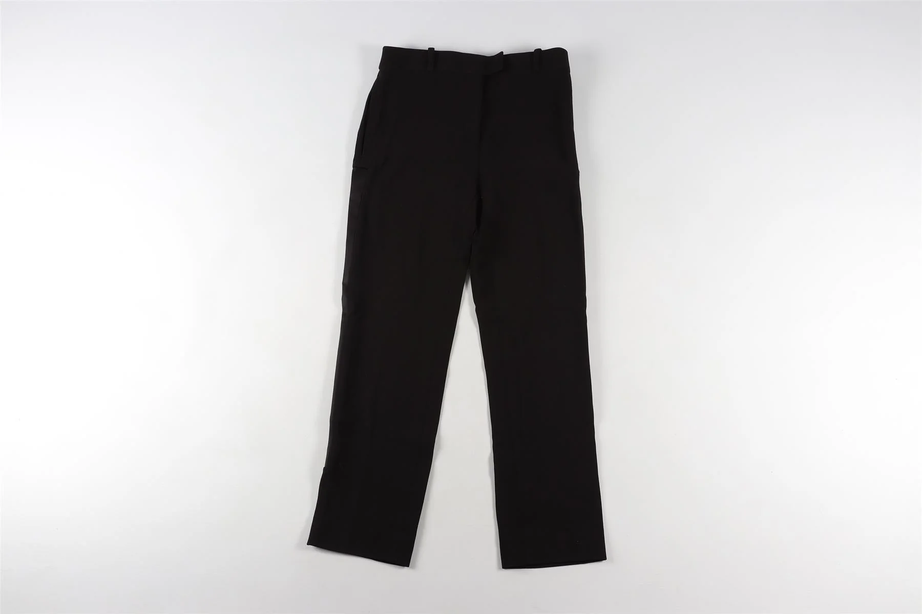 BALENCIAGA BLACK WOVEN STRAIGHT LEG TROUSERS IT 36 UK 4 - Image 2