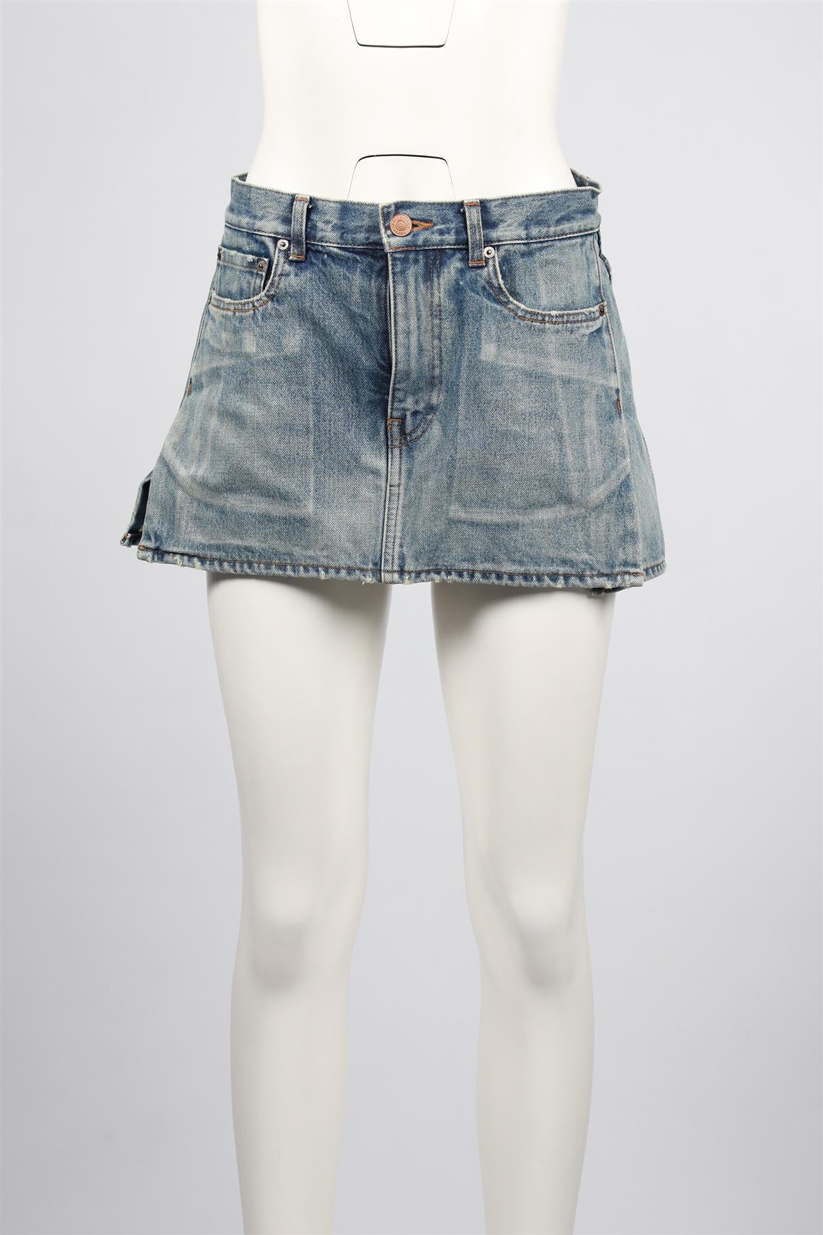 BALENCIAGA BLUE DENIM MINI SKIRT FR 38 UK 10 - Image 2