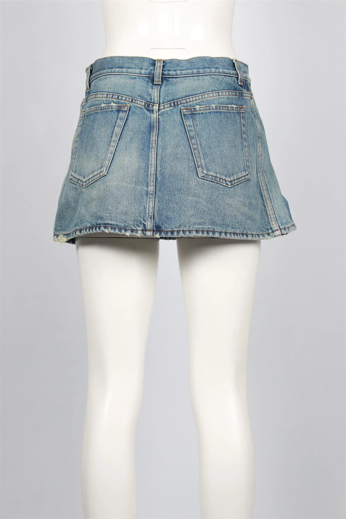 BALENCIAGA BLUE DENIM MINI SKIRT FR 38 UK 10 - Image 4