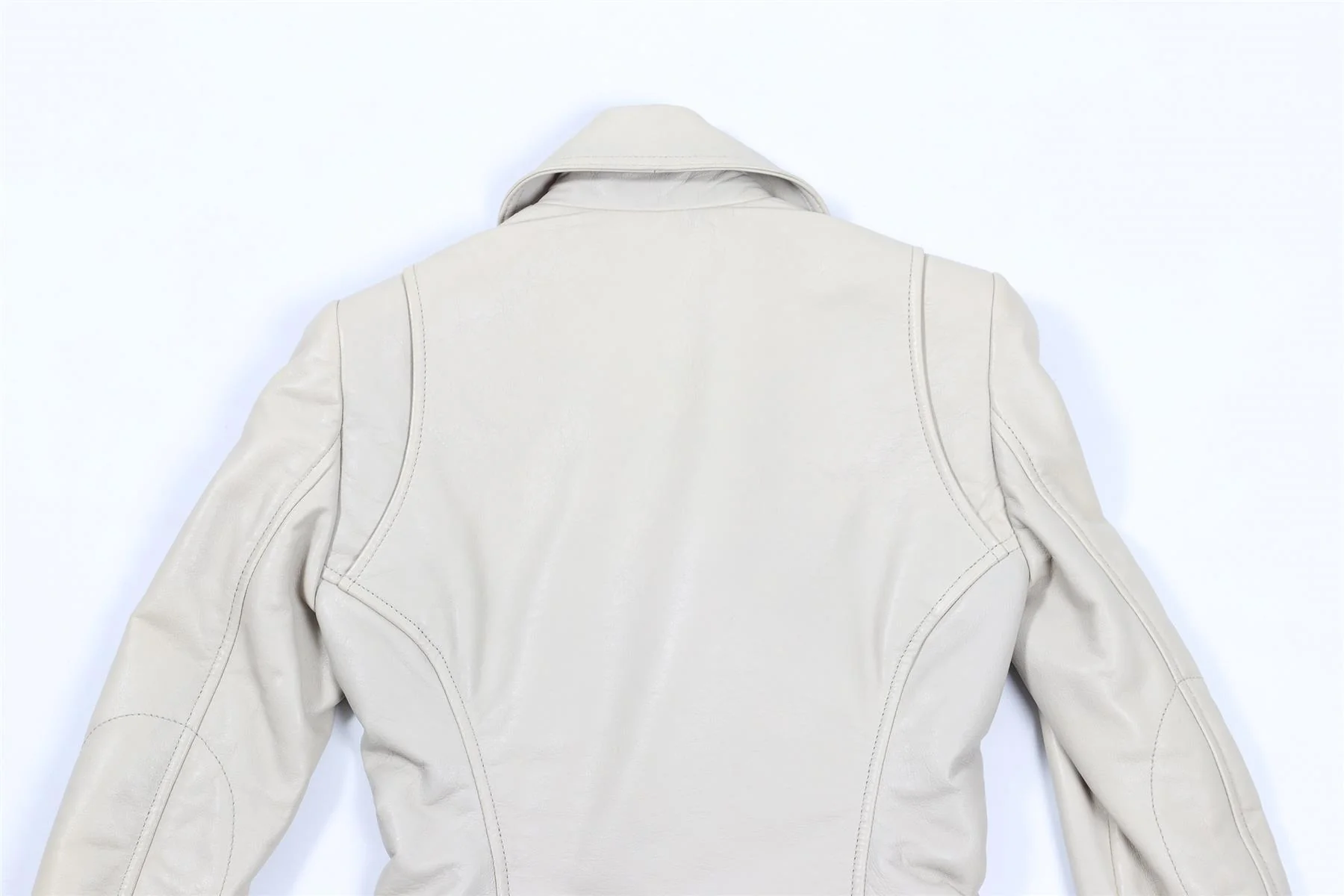 BALENCIAGA CREAM LEATHER JACKET FR 34 UK 6 - Image 5