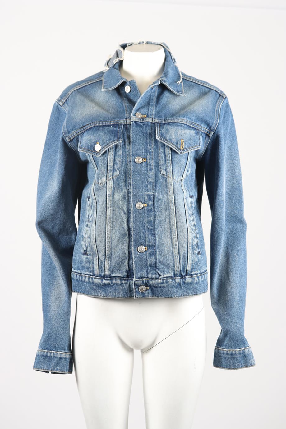 BALENCIAGA DISTRESSED DENIM JACKET FR 46 UK 18 - Image 2