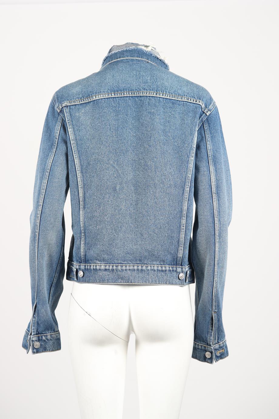 BALENCIAGA DISTRESSED DENIM JACKET FR 46 UK 18 - Image 4