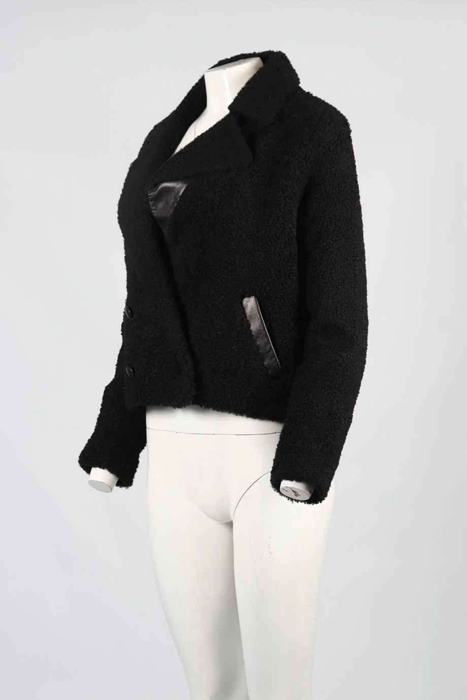 BALENCIAGA DOUBLE BREASTED SHEARLING JACKET FR 36 UK 8 - Image 3