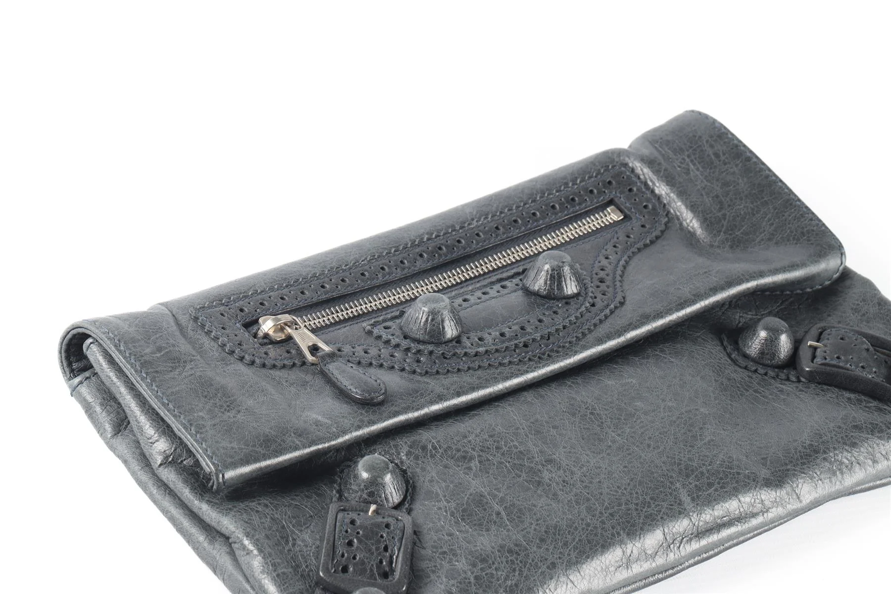 BALENCIAGA GREY GIANT 21 ENVELOPE LEATHER CLUTCH - Image 8