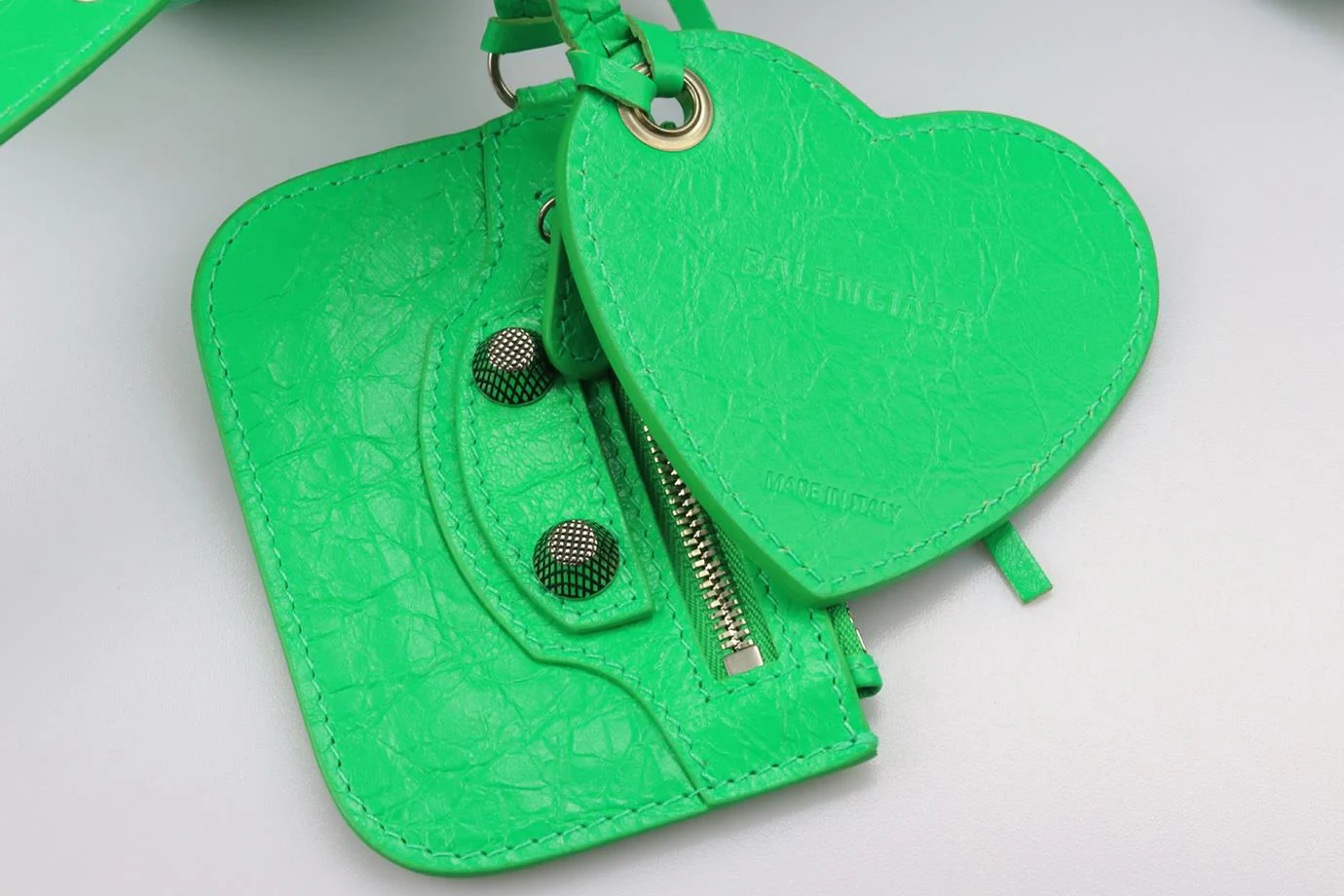 BALENCIAGA LE CAGOLE XS STUDDED CRINKLED LEATHER SHOULDER BAG - Image 11