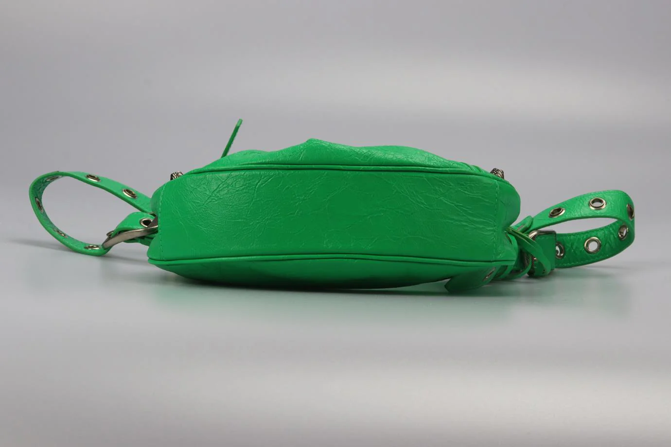 BALENCIAGA LE CAGOLE XS STUDDED CRINKLED LEATHER SHOULDER BAG - Image 8