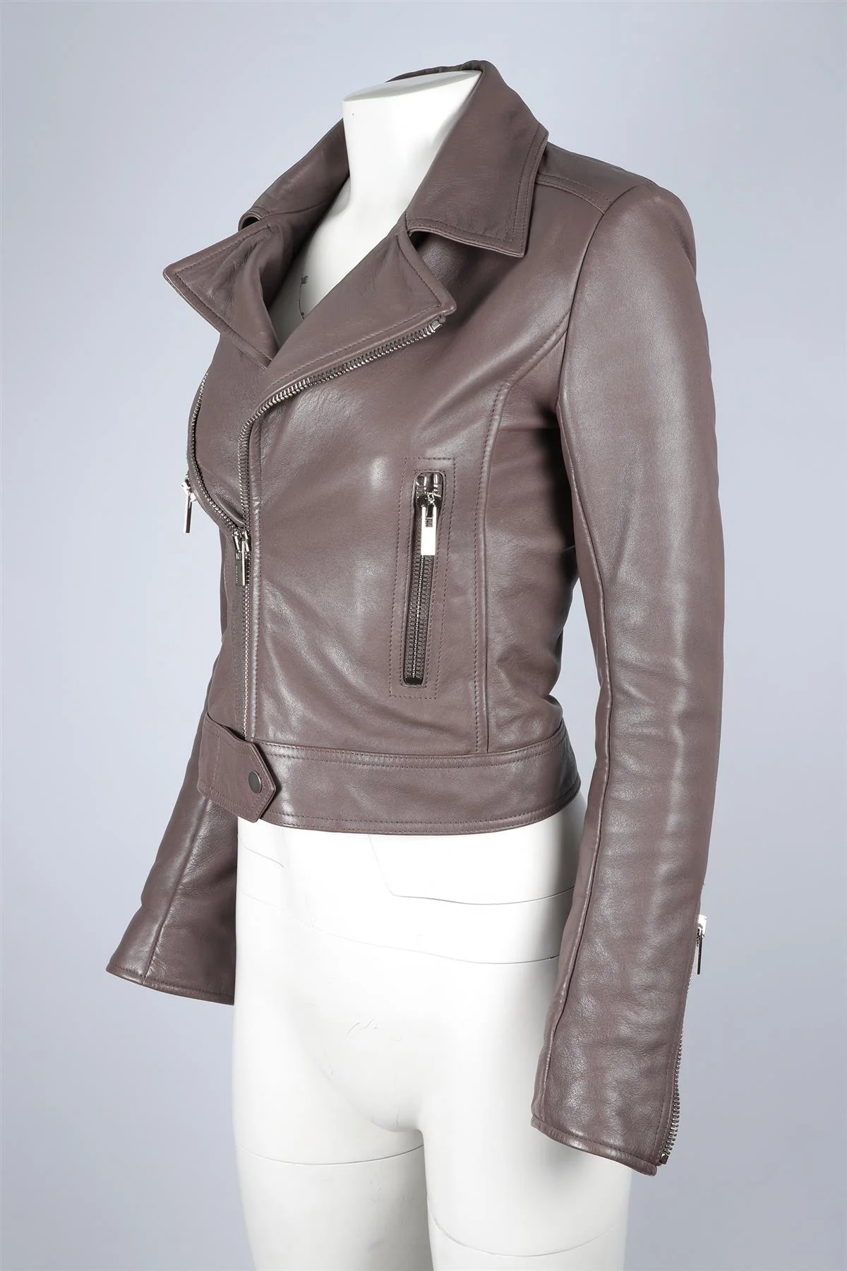 BALENCIAGA MAUVE LEATHER JACKET FR 36 UK 8 - Image 3